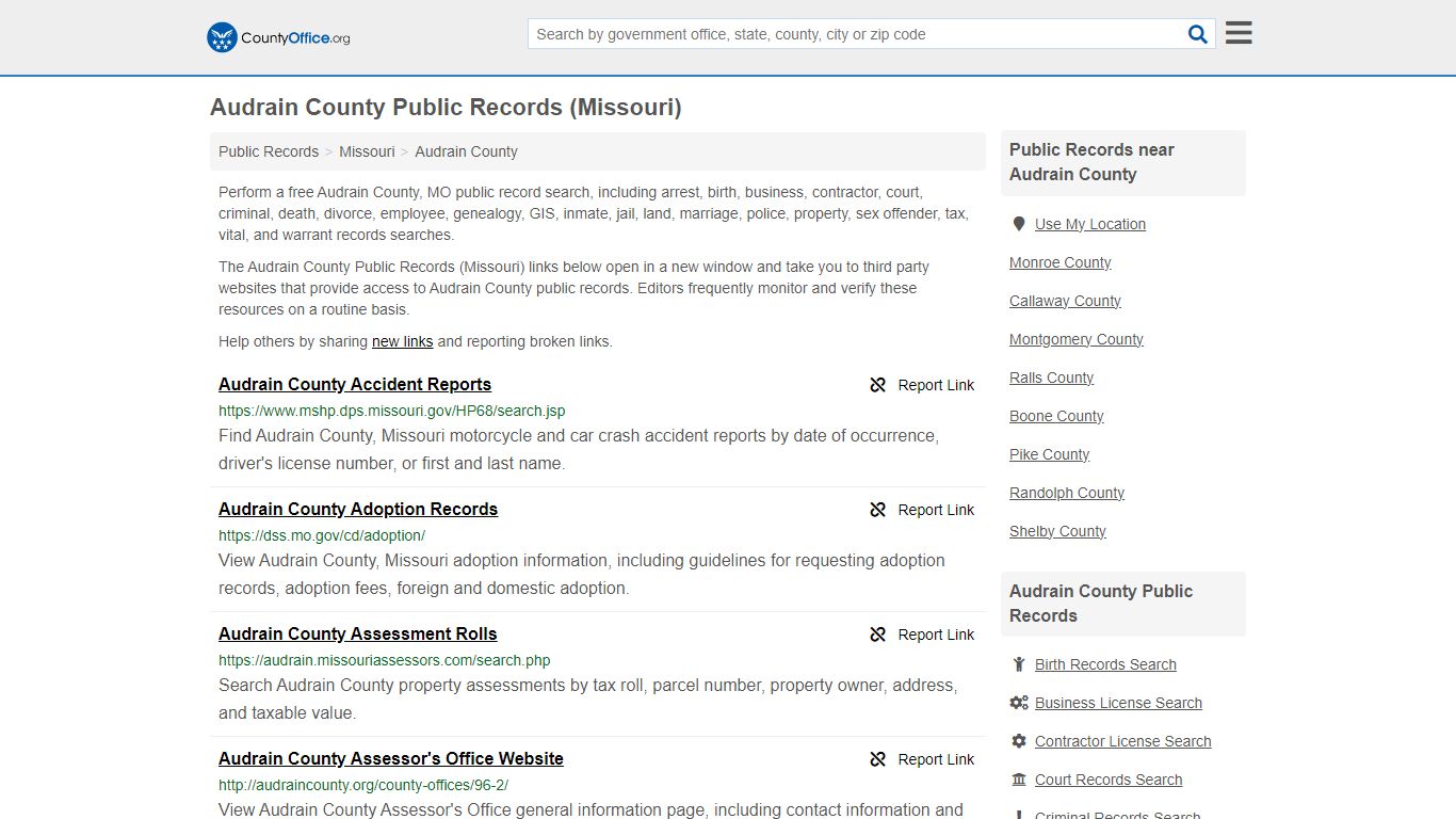 Public Records - Audrain County, MO (Business, Criminal, GIS, Property ...